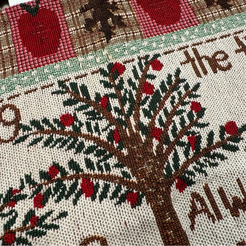 placemats 2pc set Apple tree graphic knit red green fall leaves teacher gift